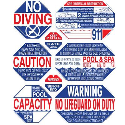 California Swimming Pool 8-Way Safety Sign TGPS1001