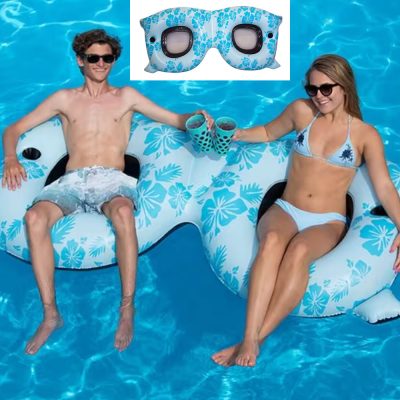 90435 Swimming Pool Inflatable Floating Lounger Coolshades Double Mesh Seat