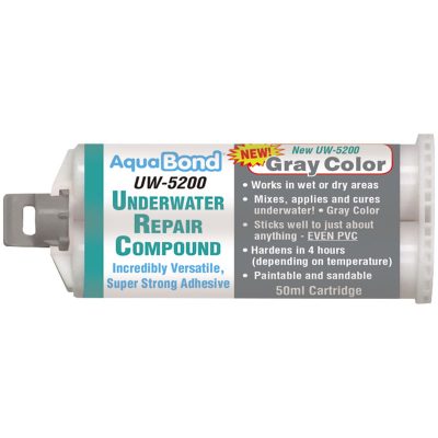 AquaBond Underwater Pool Repair Epoxy 50ml. Cartridge Gray UW-5200