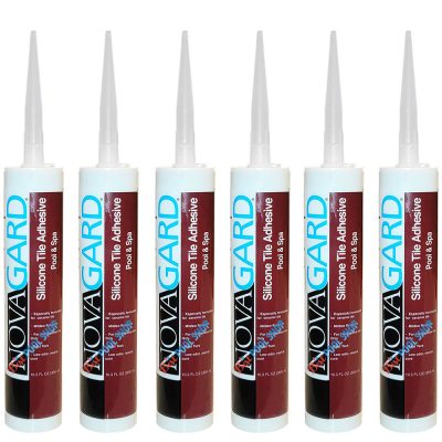 Novagard Swimming Pool Tile Silicone Adhesive Clear 700-150 - 6 Pack