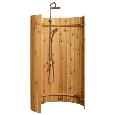 Rinse Ellipse Swimming Pool Backyard Rustic Cedar Outdoor Shower