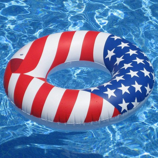 90196 Swimline 36 inch. Patriotic American Flag Americana Inflatable Tube Ring