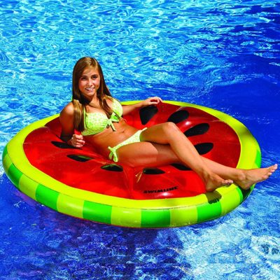 90544 Swimline Swimming Pool Watermelon Slice Island Inflatable Float Raft