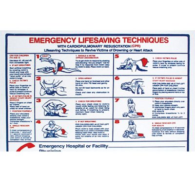 Pool Sign Spanish Emergency Life Saving Techniques CPR 24' x 18' B8710